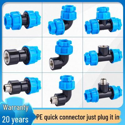 PE Schnellverbinder Wasserrohrfittings: 4-Punkt, 6-Punkt, 25mm Direktanschluss-Verschraubung