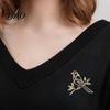 Elegant Bird Brooch Golden Plated Hollow Brooch, Standing on Branch Lapel Pin, Hats Bags Scarves Clothes Decorative Accessory Women Dresses Jewelry