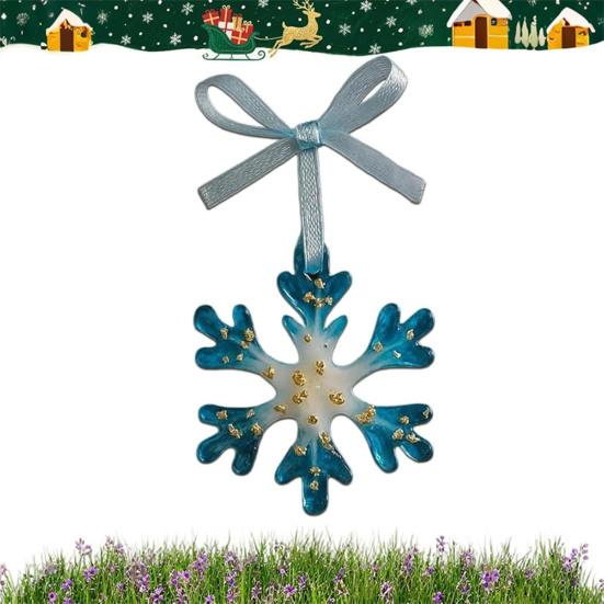 Ručně vyráběné pryskyřičné vánoční ozdoby Modré a zlaté sobí vločky Ozdoba na vánoční stromek s poutky Vintage sváteční suvenýr