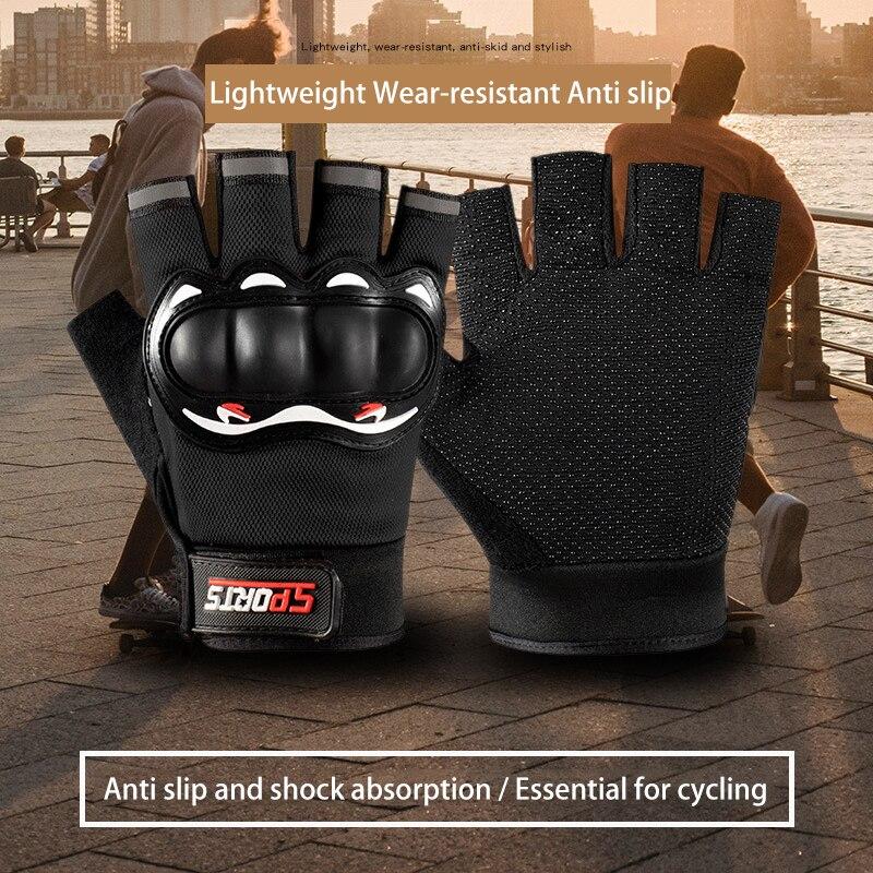 Men Half Finger Gloves Slip Rresistant Wear-resistant Racing Off-road Shatterproof Breathable Motorcycle Bicycle Glove