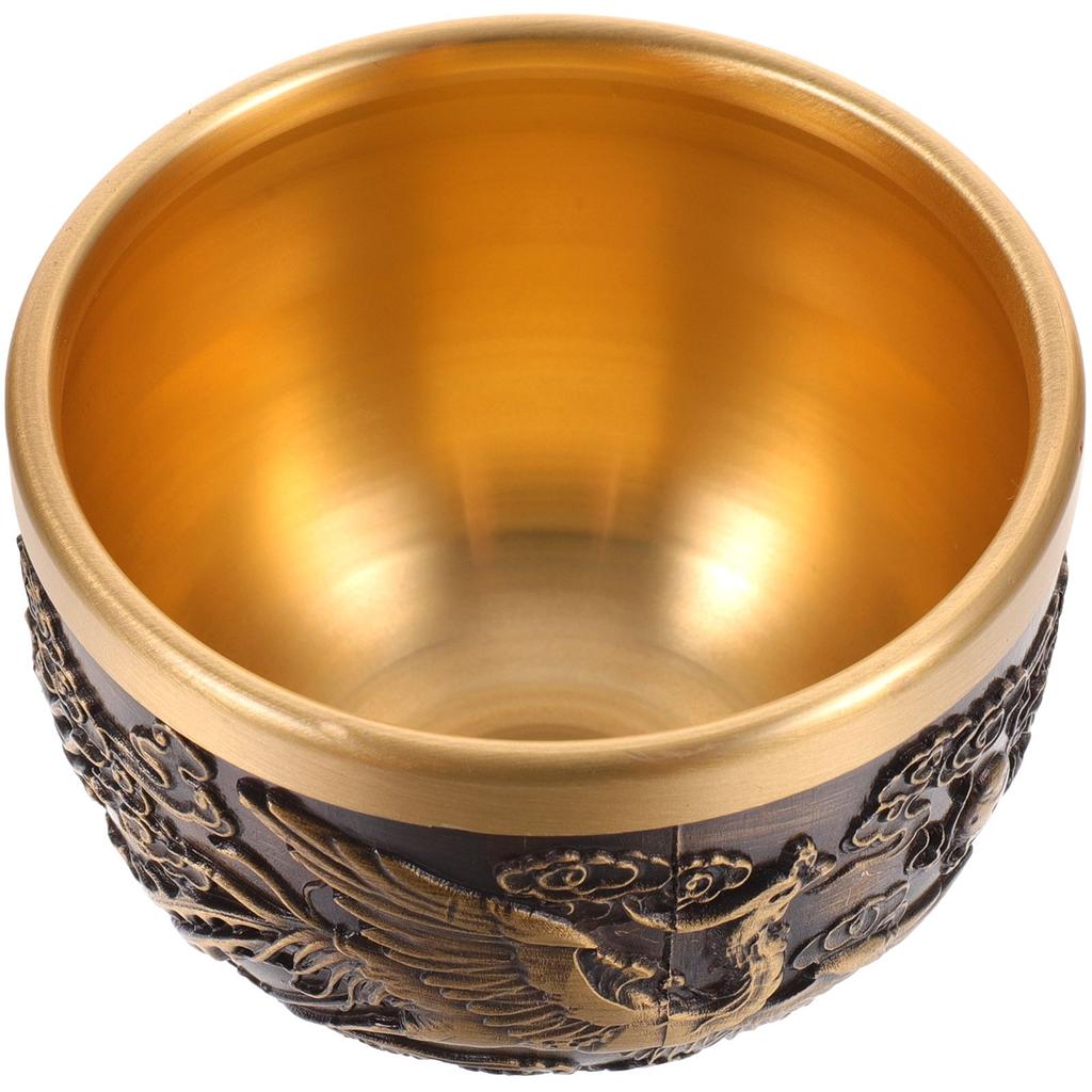 1pcs Dragon Travel Embossed Copper Vintage Teacup Chinese Style Retro Home Decor Glassware
