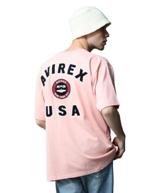 

Мужская футболка Avirex с логотипом Varsity, короткий рукав, размер 090, 2XL, розовая, (783-5934012)