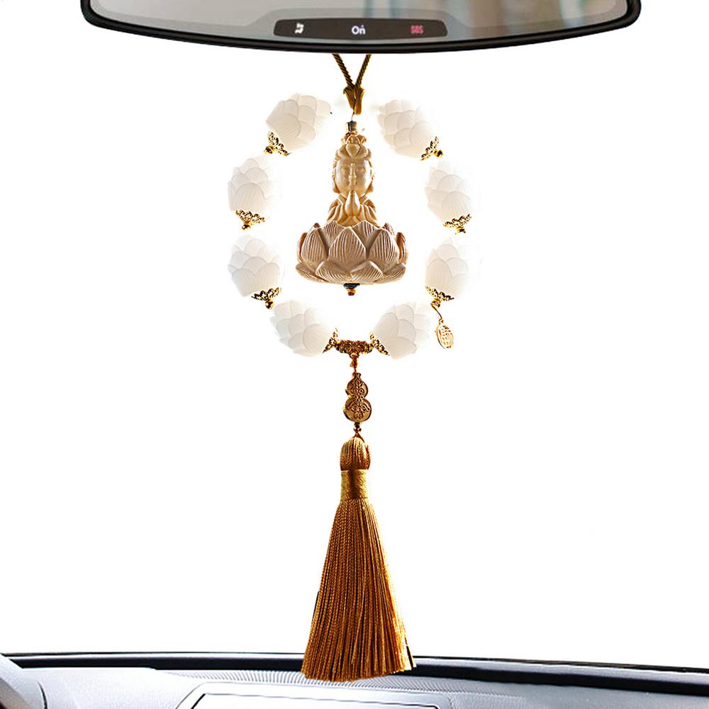 Car Interior Buddha Pendant Decorative Rear View Mirror Charm Hangable Buddha Aesthetic Ornament For Truck RV Minivan Pickup