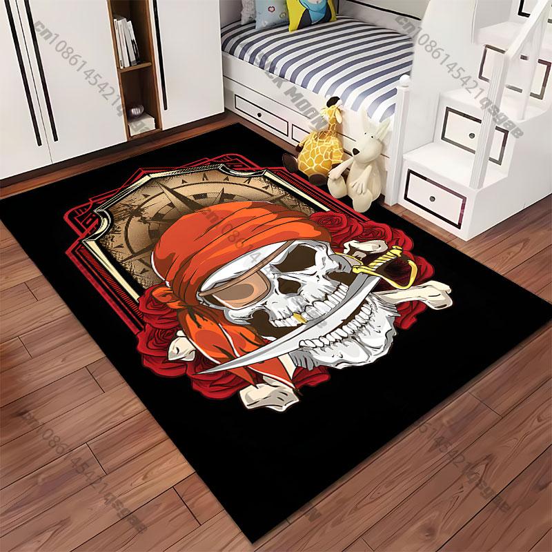 Piraten Totenkopf Abenteuer Thema Teppich Yoga Wohnzimmer Raumdekoration Kinder Krabbelmatte Fußmatte Bereichsteppich Spielmatte