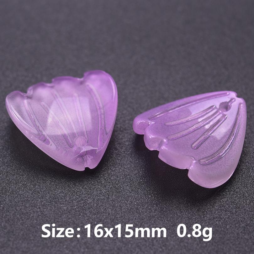 50pcs Mix Glass Shell Ginkgo Leaf Glans Dorsal Lobe Glass Charms For Jewelry Making Supplies Plant Accessories Handmade Pendant