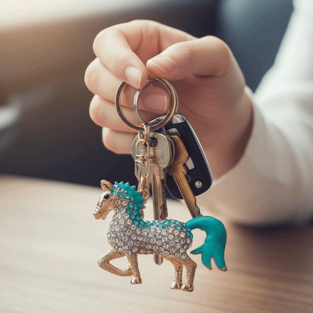 Colorful Horse KeyChain Metal HandBag Pendant Decorative Horse Pendant Keychain  New Year Gift