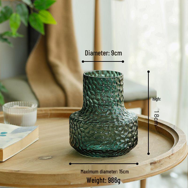 Luxury Hammered Glass Vase: Round Flower Vase & Living Room Ornament for Hydroponics