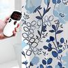 Shower Curtains Blue Flower Print Peva Fabric Water Resistant Dry-Wet Separation Bathroom Curtain Retro Classic Style 200Cm