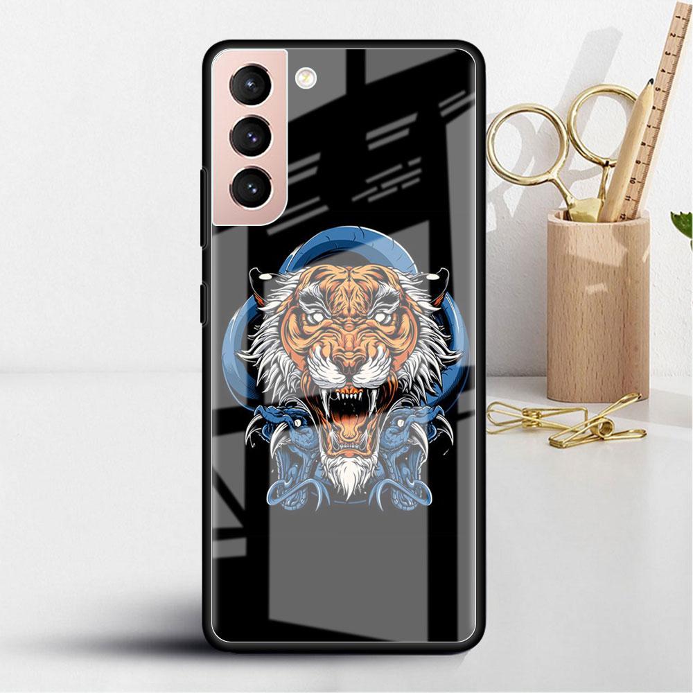 Husă de Sticlă cu Animal Tigru Pentru Samsung Galaxy S22 S20 FE S21 Plus Husă Telefon S10 5G S9 Note 20 Ultra 10 Lite Carcasă