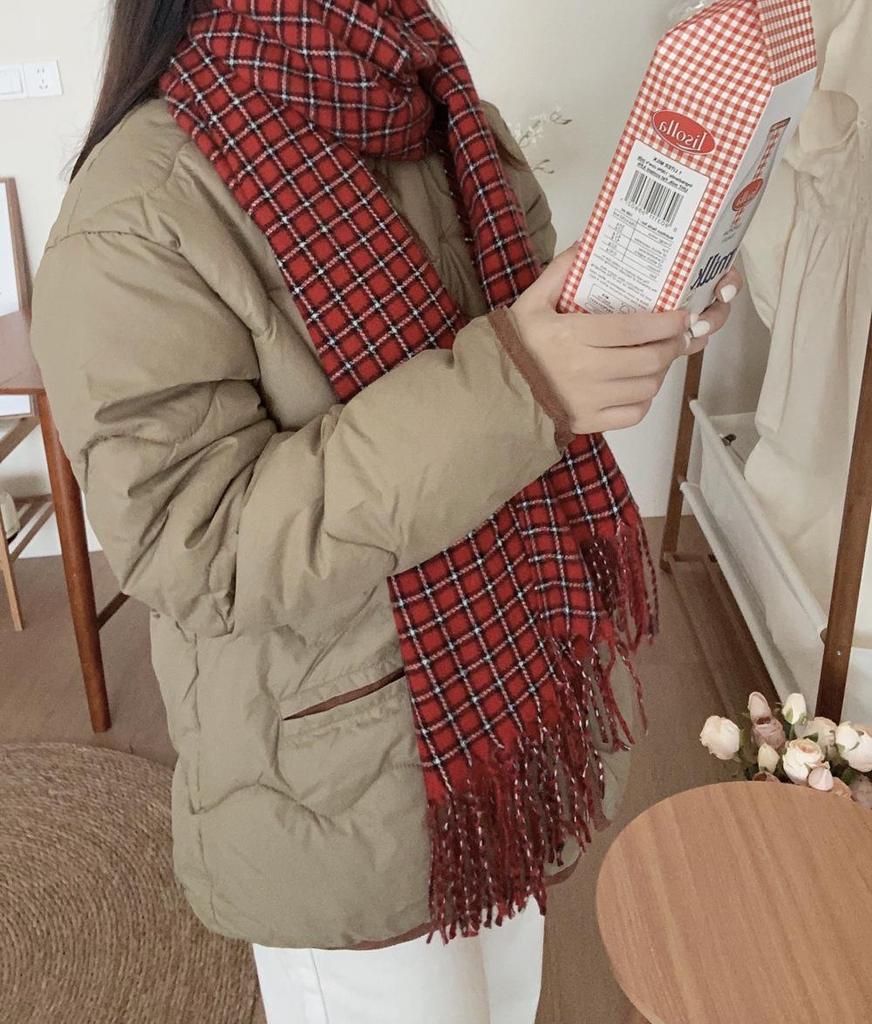 2025 Winter Red Plaid Imitation Cashmere Scarf - Warm Neck Warmer for Women & Couples