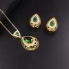 Heart Shaped Water Drop Necklace and Earrings Set European and American Jewelry Three Piece Set Bridal Jewelry Set