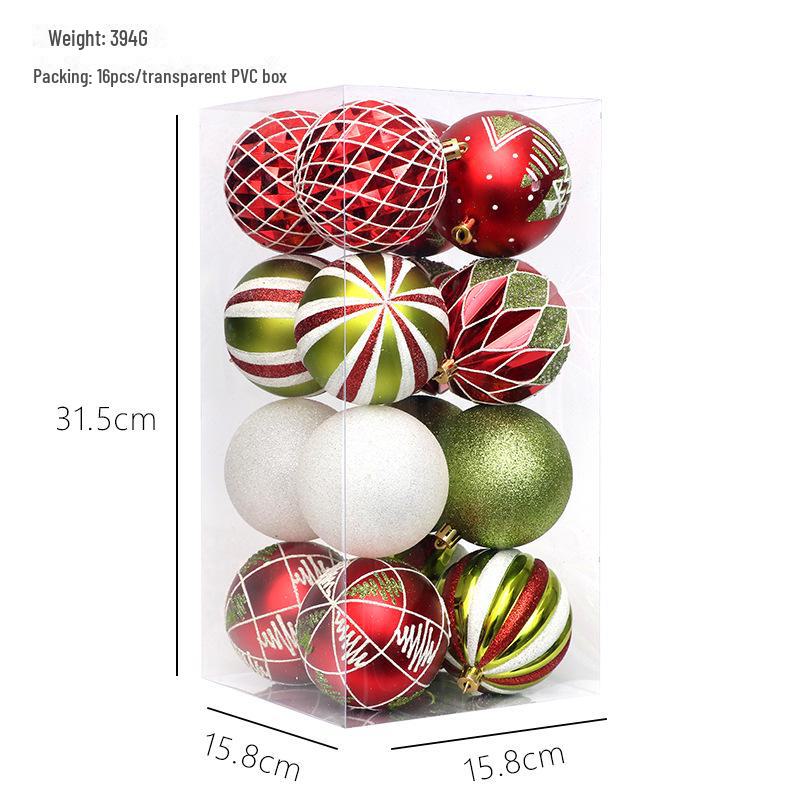 Elegant 8CM/16 Painted Christmas Ball Set: Exquisite Cross-Border Tree Decorations