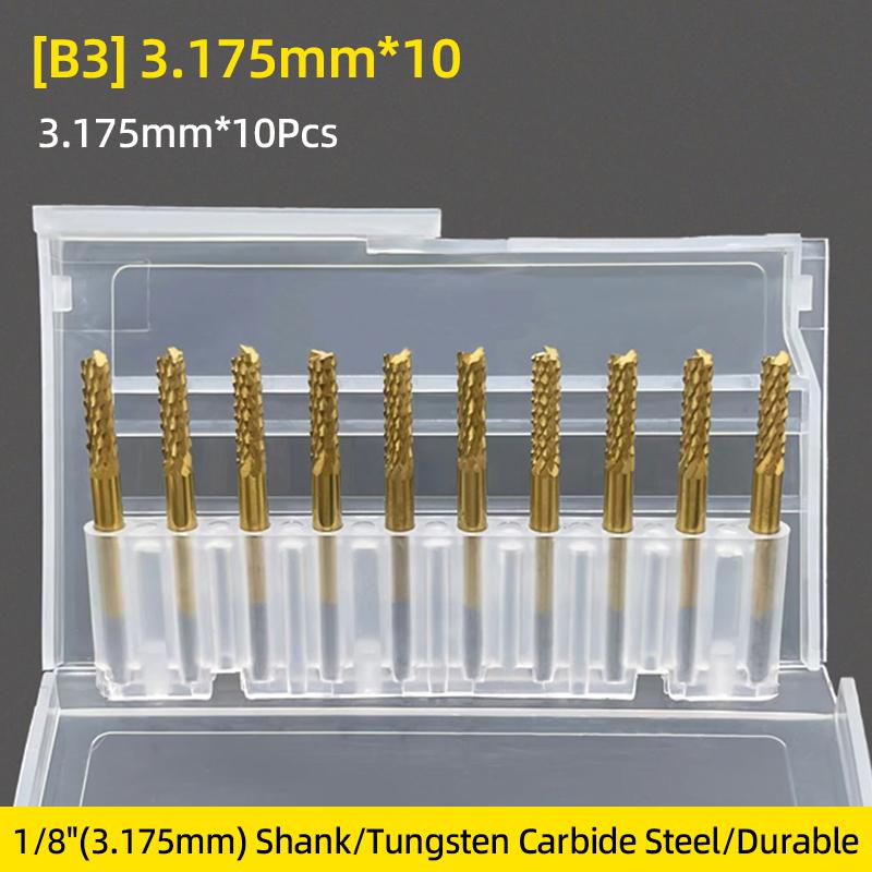 Milling Cutter Carbide End Milling Tools 0.8-3.175mm TiN Coated CNC Router Bits End Mill for PCB Machine Cutter Engraving Edge