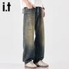Izzue It Men's Retro Straight-Leg Loose Fit Jeans