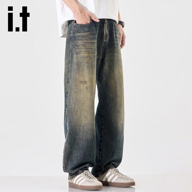 Izzue It Men's Retro Straight-Leg Loose Fit Jeans