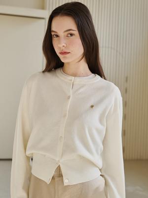 Nouve Round Neck Classic Cardigan - Ivory