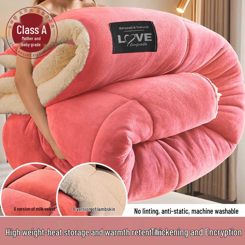 Thick Coral Fleece Blanket for Winter - Soft Velvet Quilt for Dorm, Nap, Sofa Use