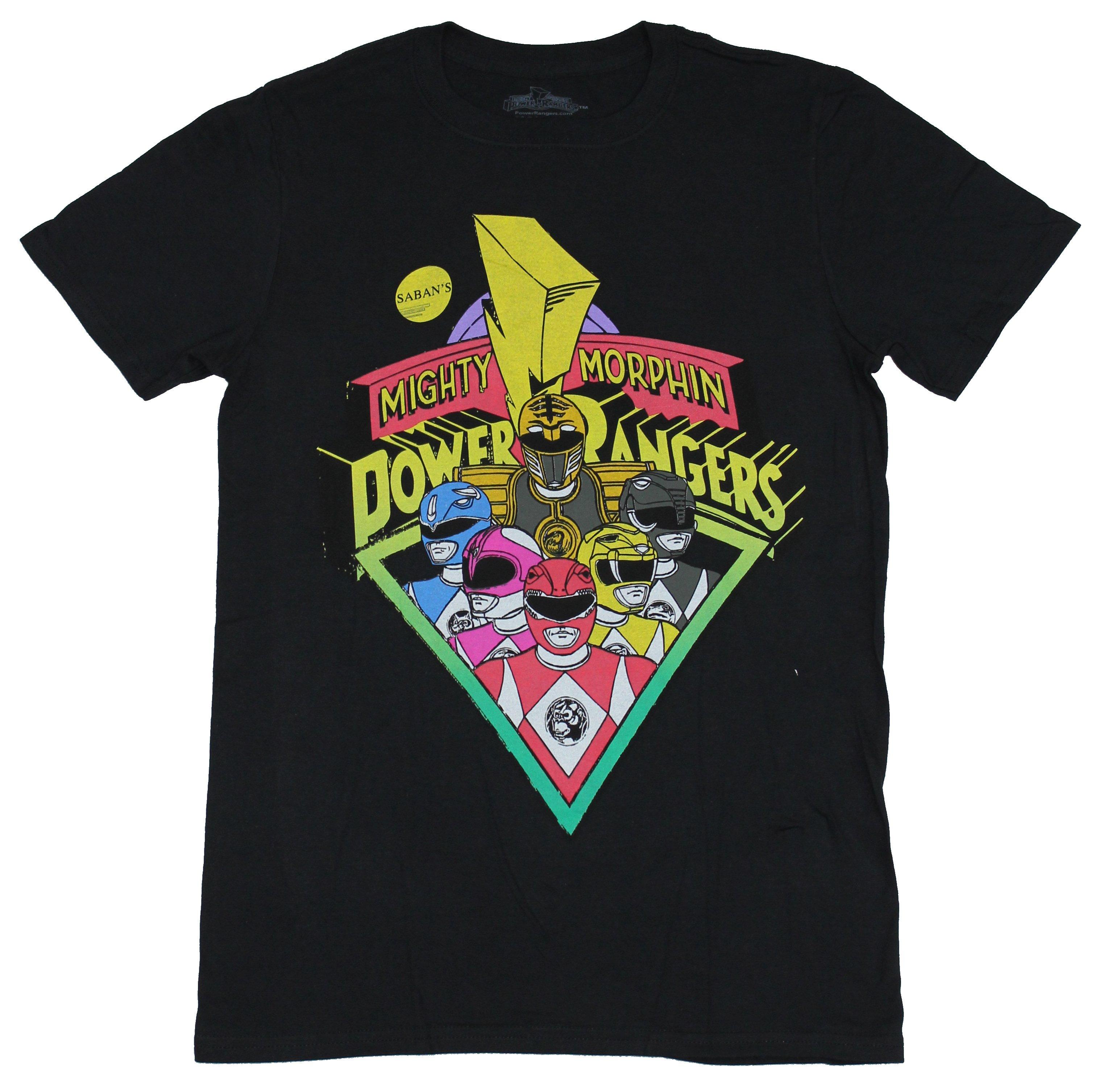 Mighty Morphin Power Rangers Adult New T-Shirt - Team Heads Diamond Design XL