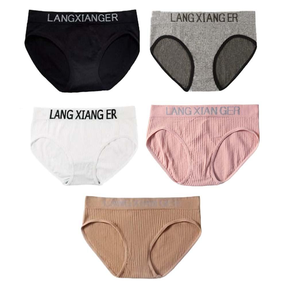 

5Pcs Mid Waist Seamless Underwear Letter Underwear for Women Lingerie Simple Panties Lady 5Pcs