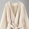 Cappotto di Lana da Donna Spesso Largo Corto Trench con Cintura Davanti Aperto
