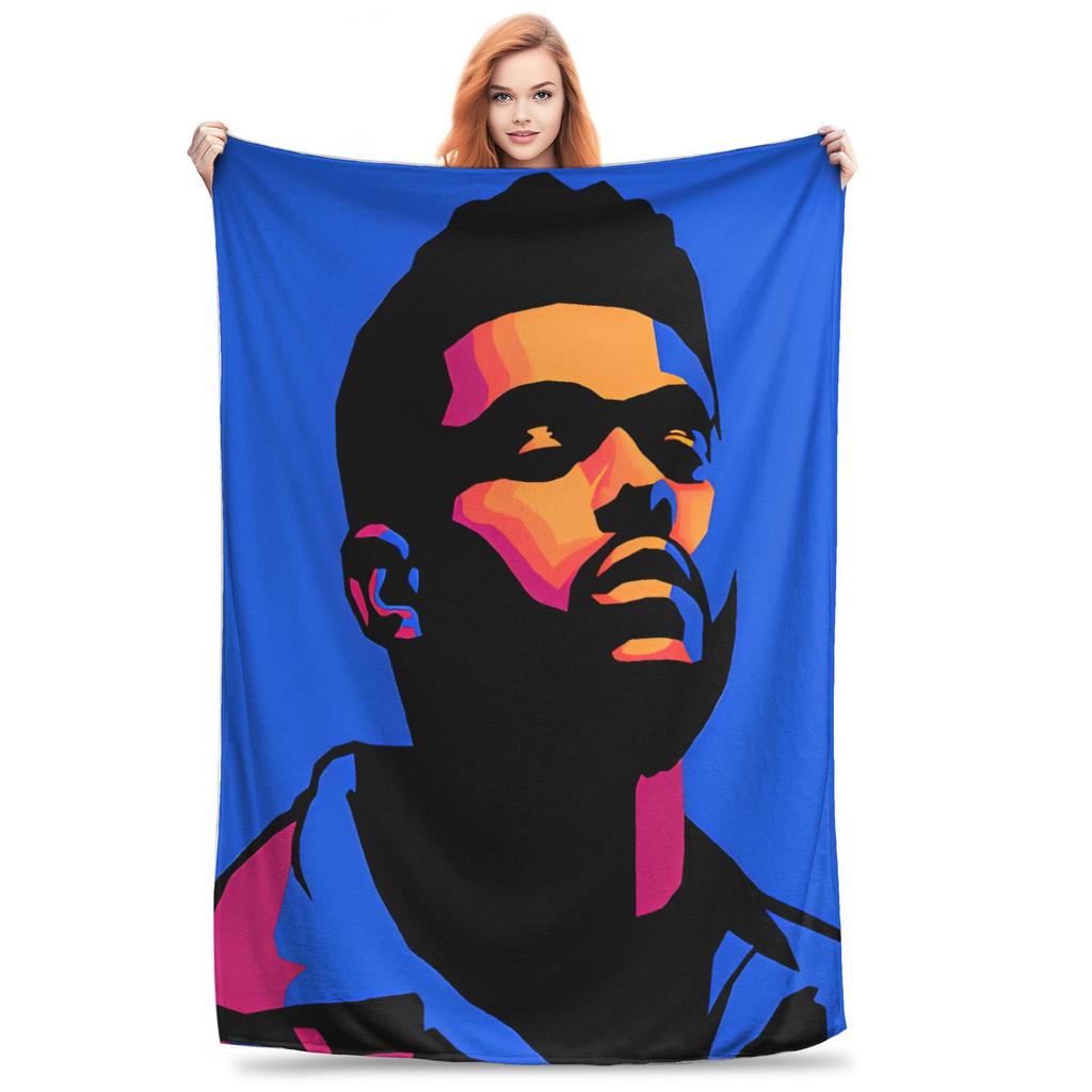 The Weeknds Rapper Singer Warm Blanket  Picnic Plush Bedding Throws Aesthetic Couch Chair Flannel Bedspread Sofa Bed Cover