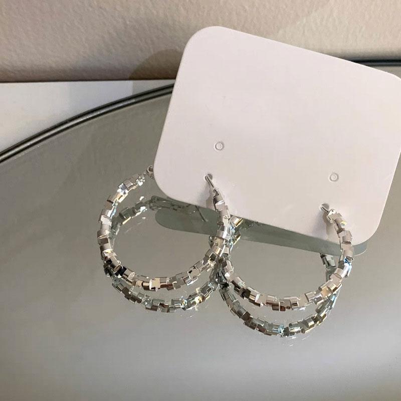 Vintage Metal Heart Stud Earring for Woman 2024 New Trendy Copper Color Geometric Twisted Wave Earring Party Zircon Accessories