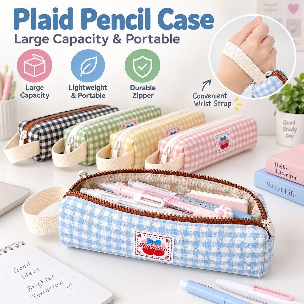 Large Capacity Pencil Bag Wrist Strap Stationery Pouch Zipper Pencil Case School Supply Organizer