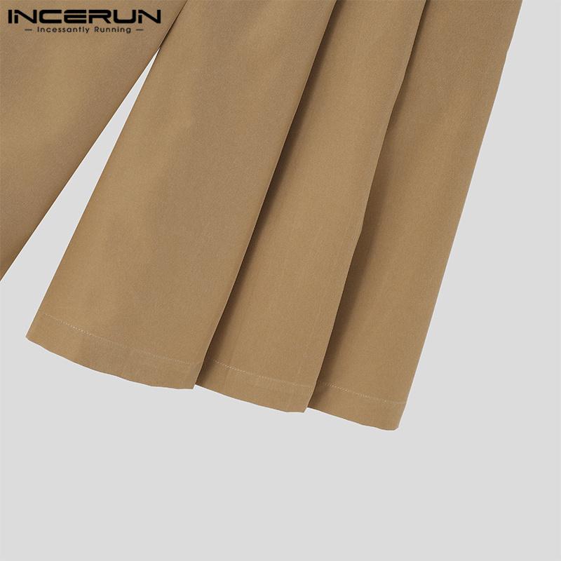 INCERUN Summer Men Pleating Shorts Solid Color Loose Pants