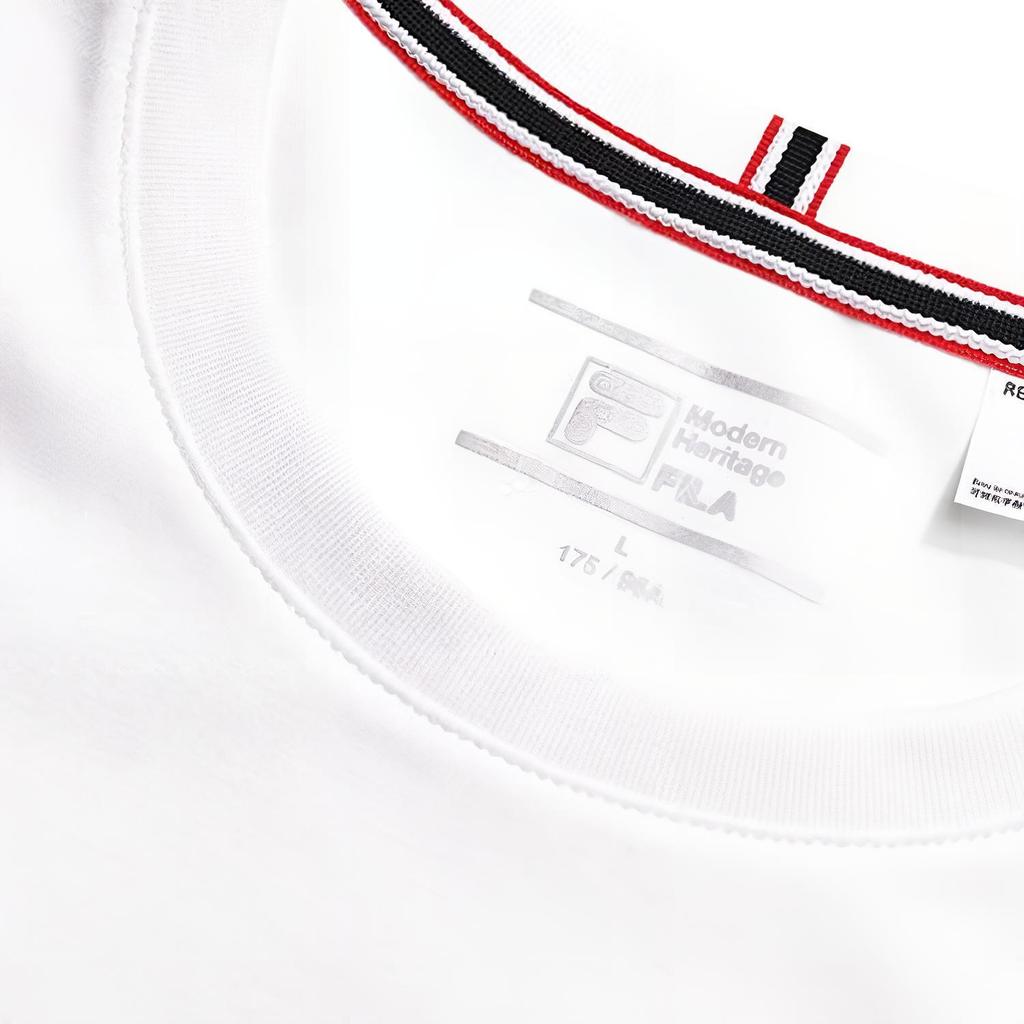 Fila Plain Round Neck Simple Casual Pullover Short Sleeve T-Shirt Men Tops White F11M321117FWT