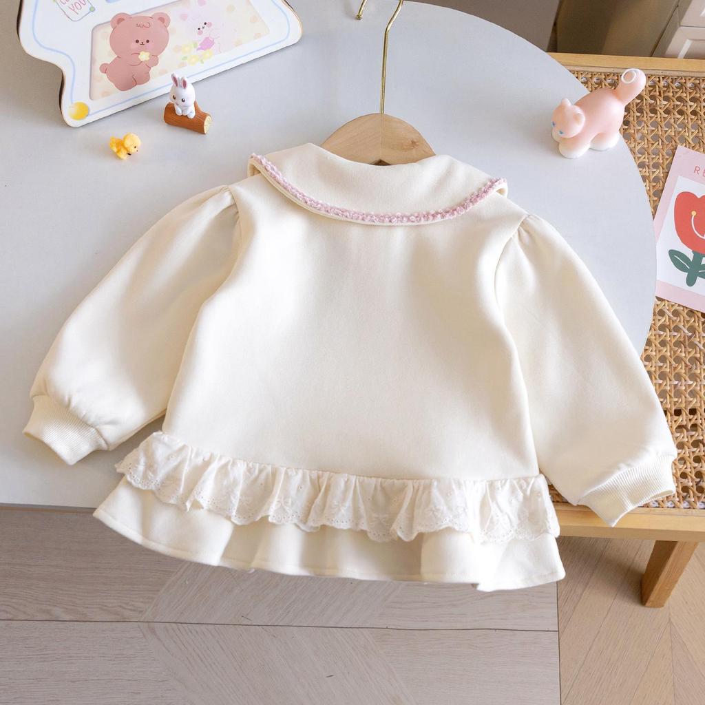Girls' Cute Peter Pan Collar Sweatshirt - New Autumn Fashion Polo Shirt with Bow