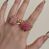 Korean Style Y2K Open Ring Firework Finger Buckle Cute Beaded Flower  Ring  Decoration