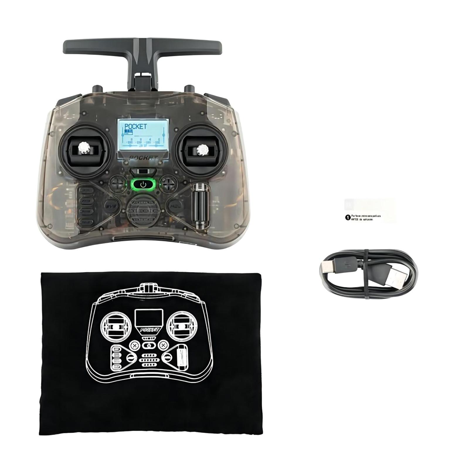 

POCKET Пульт дистанційного керування Зал Пульт дистанційного керування Вудка Портативний Протокол ELRS/CC2500 для FPV Модель літака для траверсу ELRS чорний