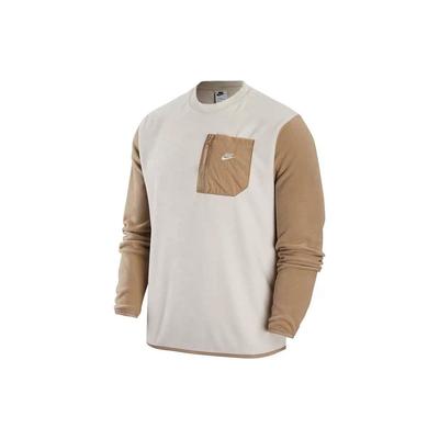 Nike Sportbekleidung Logo Print Fleece Pullover Sweatshirt Herren Oberteile Hellbraun FD2376-104