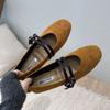 Fashion Fashion Buckle Strap Ladies Mary Janes Flats Shoes Round Toe Female Shallow Footwear Flock Women Ballet Flats Dance Shoes New