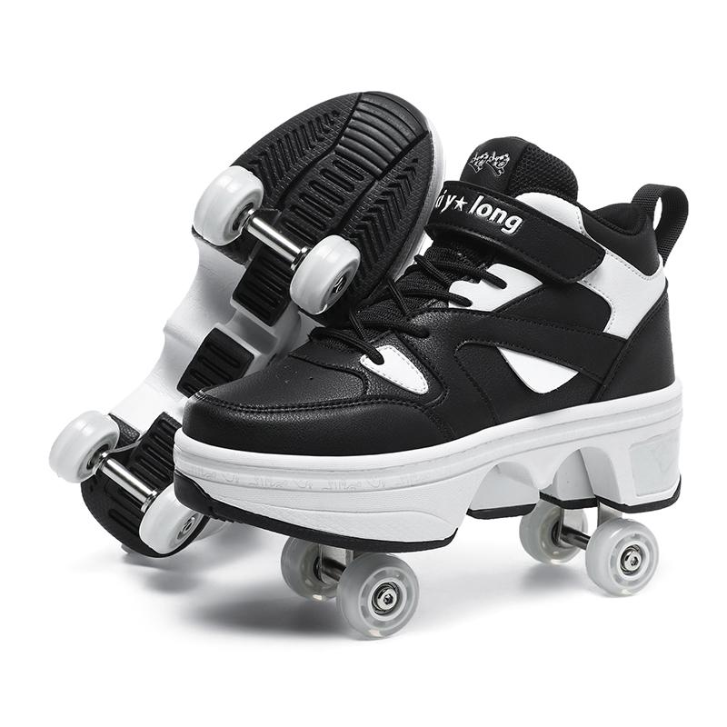 Kids Hidden Four-wheeled Roller Skate Shoes Casual Deformation Parkour Sneakers Skates For Rounds Adult Of Running Sport Shoes
