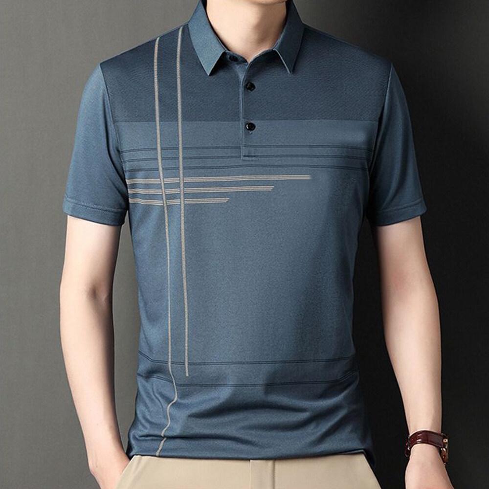 

Мужская полосатая рубашка поло, летняя повседневная рубашка поло, деловая рубашка поло, мужская рубашка поло с коротким рукавом 5XL