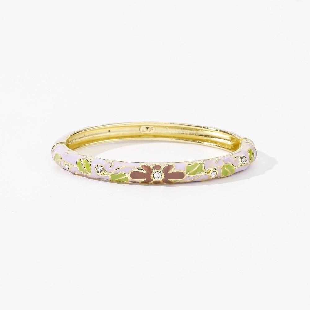 Enamel Vintage Cloisonne Bangle Traditional Women's Hand Bracelet Chinese Flower Bangle  Ladies