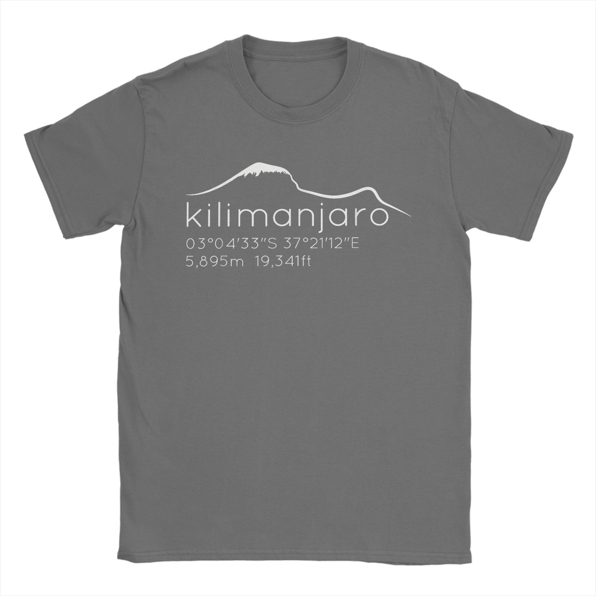 Lucky starfish Top Casual Kilimanjaro met Lat Long Hoogte T-shirt Heren Ronde Hals Katoenen T-shirts Grafisch Berg Korte Mouw Tee Print Kleding 4XL