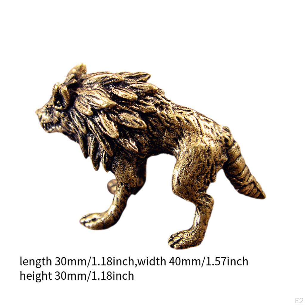 Mosiężna Figurka Wilka, Uroki Rzeźby Zwierzęcej, Prezent na Parapetówkę, Statuetka Chińskie Feng Shui