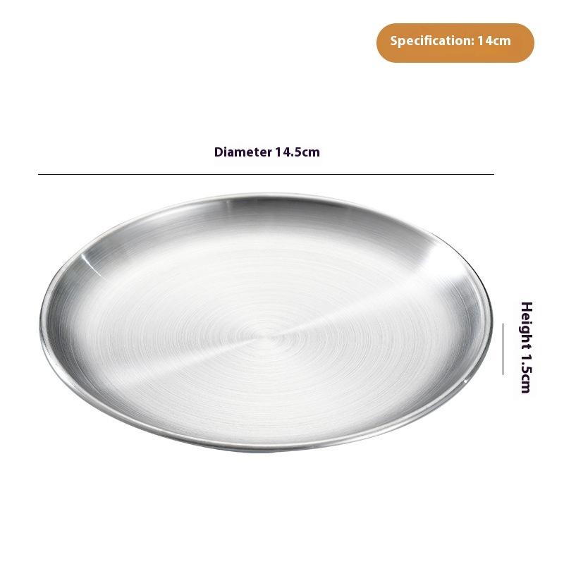 1 Pcs Thickened New Stainless Steel Disc Golden Cafe Tray Dining Disc Fruit Meat Dessert High Quality Round Plate Shallow Tray