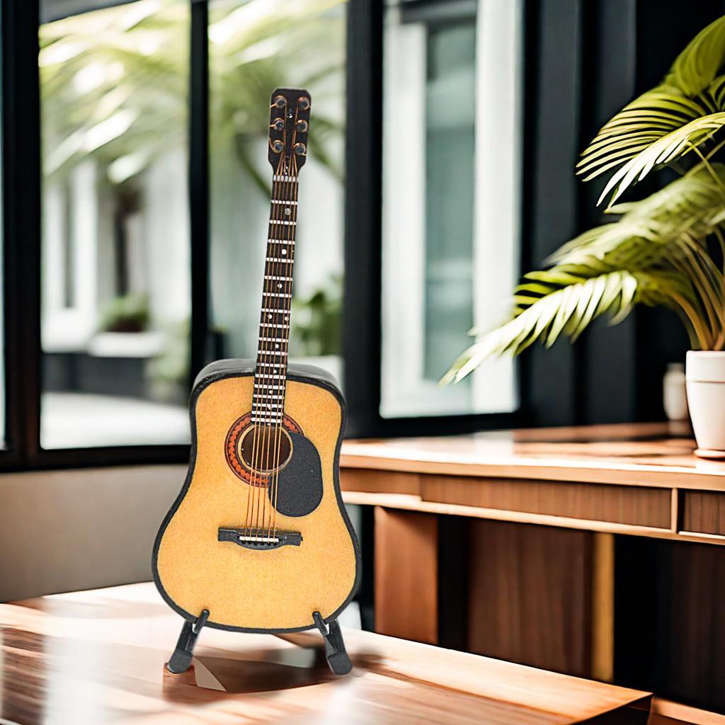 MUSIIN Miniature Guitar with Stand and 13cm Mini Acoustic Home Music Studio Desk Shelf Gift for Guitar Lovers Case, 6-String Guitar, Decoration,