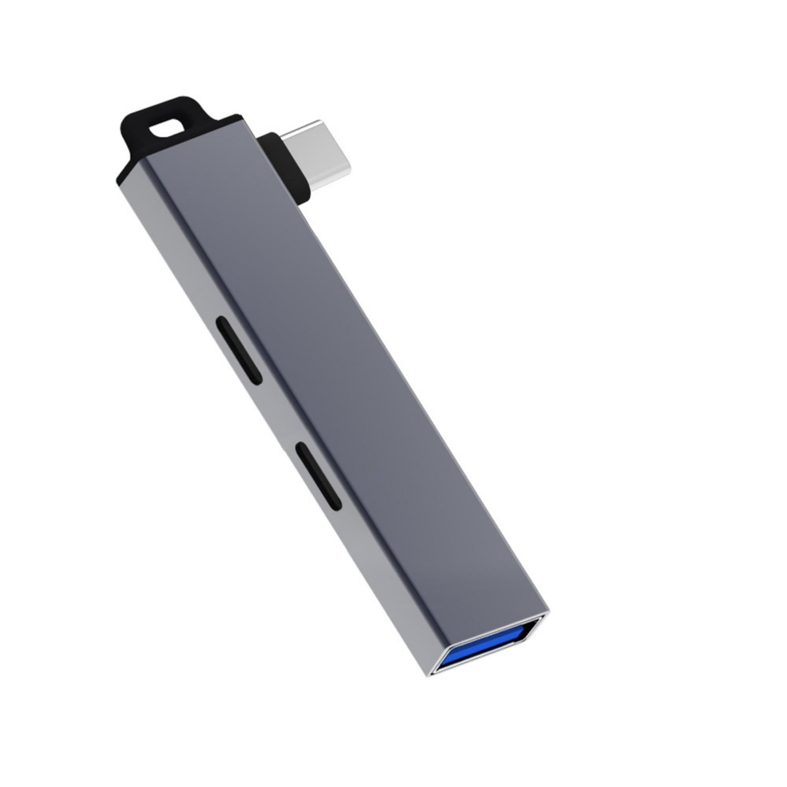 

Компактный хаб Type C с 2 портами Type C и USB3.0, адаптер, разветвитель USB C, адаптер USB C для совместимости с ноутбуком и планшетом серый