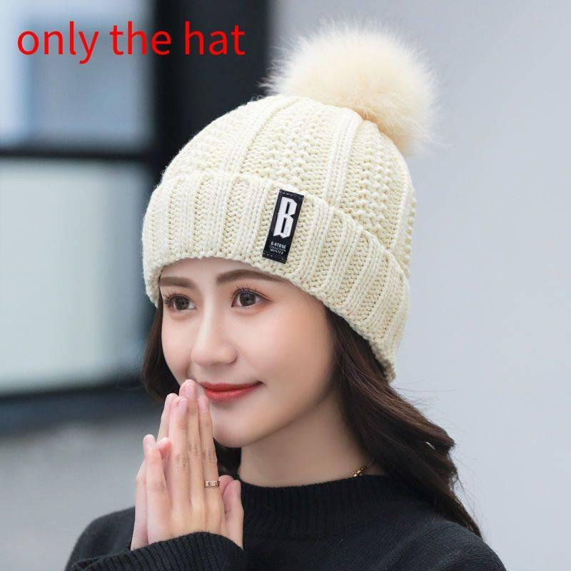 Knitted Winter Hat With Plush Balls And Letter Decorations For Outdoor Daily Use