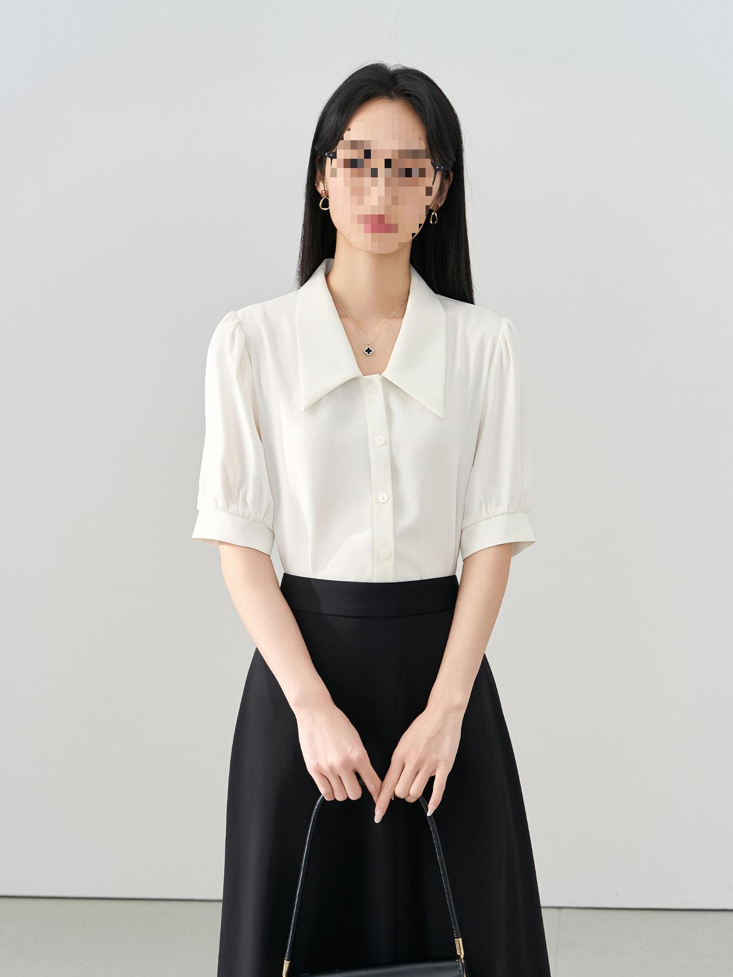 Miss Bird Blue Chiffon Short-Sleeve Professional Women s Interview Shirt M белый