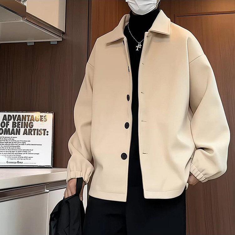 

Korean British Style Men s High-End Woolen Suit Jacket and Windbreaker Extra Large бежевий