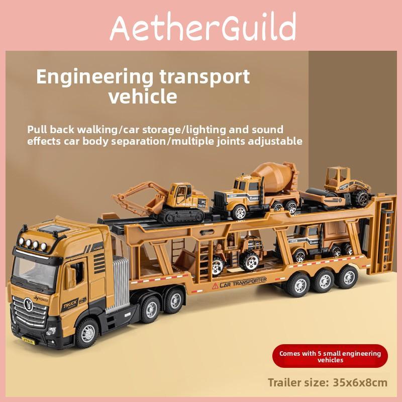 Engineering Transport Truck Model With Light Sound And Open Doors For Kids Play