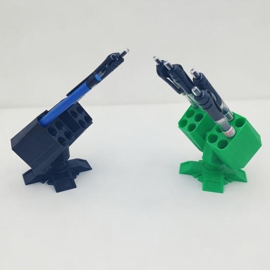 3D Printed Missiles Launcher Pen Holder, Rocket Launcher Pencil Cup for Desk, Multi-compartments Stationery Organizer Box for Home Office Classroom