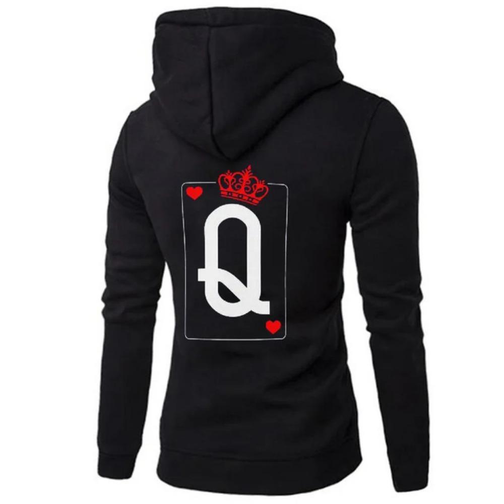 King Queen Couple Sweatshirt Hoodie For Valentine's Day Casu