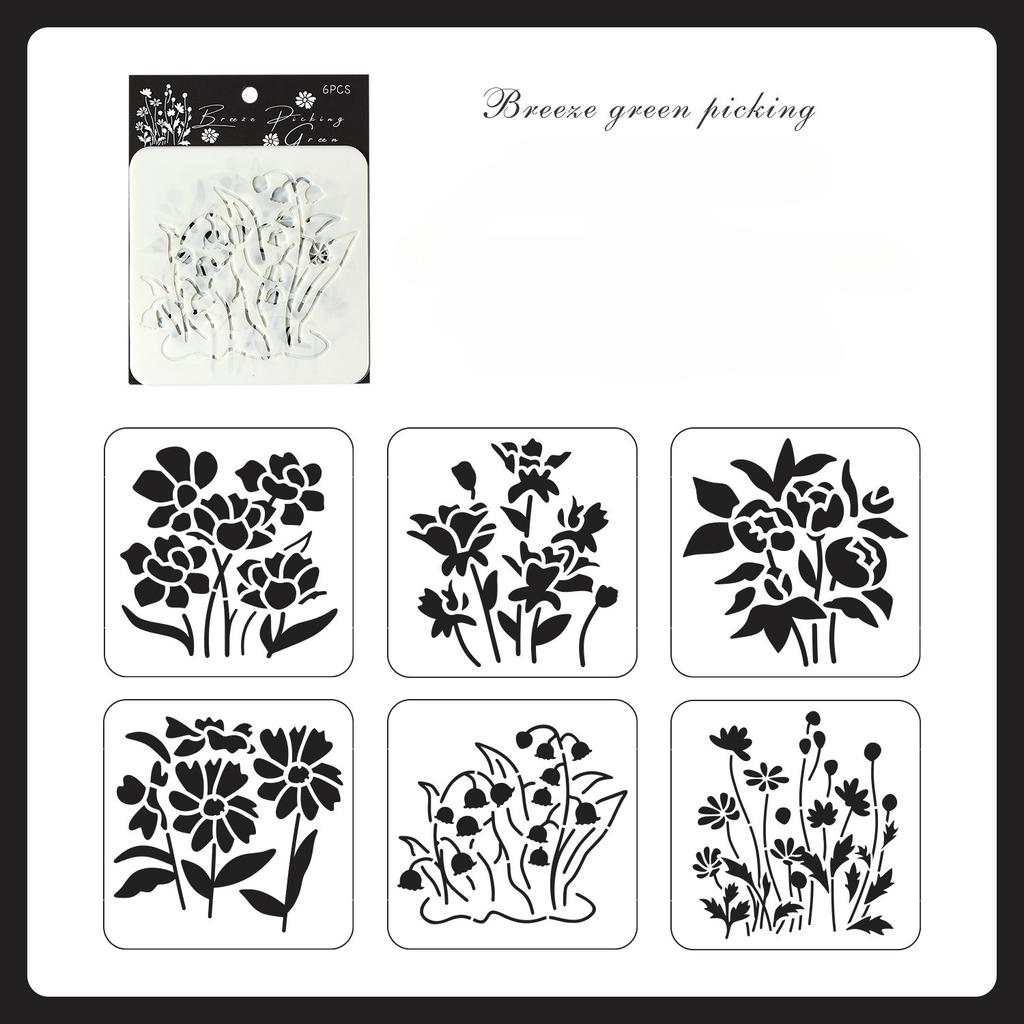 Lot de 6 pochoirs floraux et papillons pour scrapbooking, petits pochoirs créatifs pour décoration murale, pour peinture et décoration