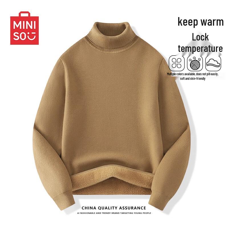 

Miniso Men s Turtleneck Fleece-Lined Sweater